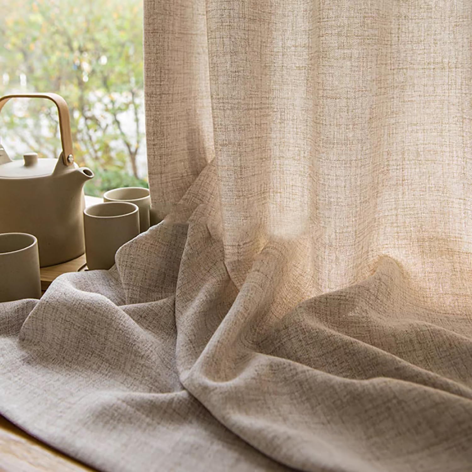 Amazon｜SXYITE カーテン リネンスタイル リネンブレンド 無地